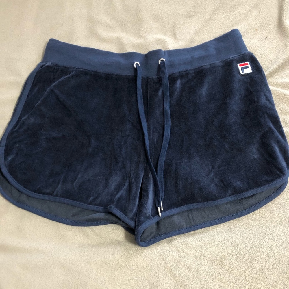 fila navy blue velvet shorts